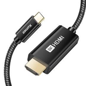 Xumee USB C to HDMI Cable (8K@30Hz), Type C(Thunderbolt 3/4) to HDMI Cord 4K 120HZ, 48Gbps Compatible with iPhone 15 Pro Max / 15 Pro / 15 Plus / 15,MacBook Pro/Air, iPad Pro, Surface (6.6FT/2M)