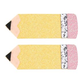 Back to School Bow Hair Clips 2pcs Yellow Pencil Hair Bow Clips Sparkling Sequin Pencil Apple Alligator Clips Hair Accessories Girs The First Day of School Hair Clip CostumeDecoration Supplies