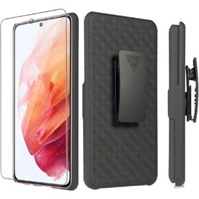 Ailiber for Samsung Galaxy S22 5G Case, Samsung S22 5G Case Holster with Screen Protector, Swivel Belt Clip, Kickstand Holder, Slim Shockproof Shell Slide Pouch Phone Case for Galaxy S22 6.0in-Black