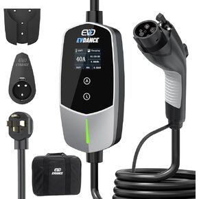 EVDANCE Level 2 EV Charger (40Amp, 240V, NEMA 14-50P), 9.6Kw Portable Electric Vehicle Charging Station with 25ft Cable, Adjustable Current/Timing Delay for Home Level 2