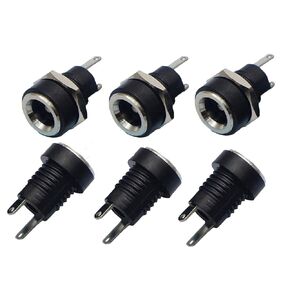 YXQ 5.5mmx2.1mm DC Power Supply Jack 2 Pin Socket Female Panel Mount Connector with Hex Washer 6-Pack