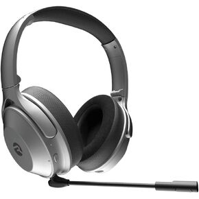 Raycon The Work Bluetooth Wireless Headphones with Detachable Mic, Active Noise Cancellation, 32 Hours of Battery, Memory Foam Cushions, with Talk, Text, and Play, Bluetooth 5.0 (Silver) in Kuwait