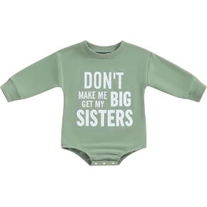 Baby Girl Boy Oversized Sweatshirt Romper Letter Print Round Neck Long Sleeve Bubble Jumpsuit Newborn Fall Clothes