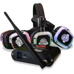 Silent Disco 3-Channel LED Headphone Package (25 RF Headphones / 3 Transmitters) Black