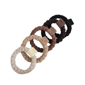 5 pcs Soft Fluffy Hair Ties with Bear for Thick Hair Non-marking Elastic Thick Hair Bands No Damage and Friendly to Hair Suitable for Women and Girls