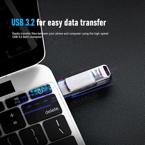 محرك فلاش USB C مزدوج بسرعة تصل إلى 150 ميجابايت/ثانية مع سلسلة مفاتيح - 2 في 1 OTG USB 3.2 GEN 1 Type-C Thumb Memory Stick لهواتف Android USB-C وMacBook وiPad وأجهزة الكمبيوتر (Z20، 32، جيجابايت) in Kuwait