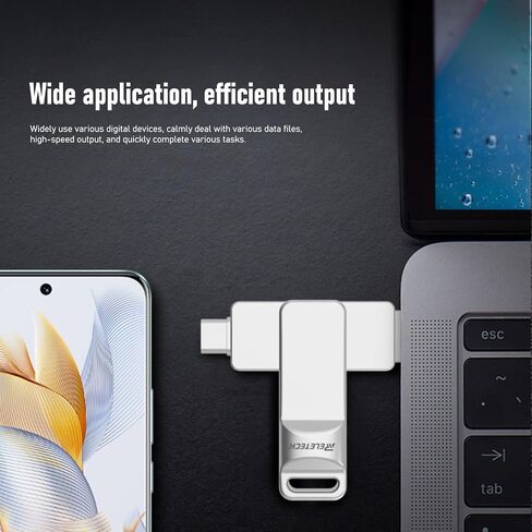 محرك فلاش USB C مزدوج بسرعة تصل إلى 150 ميجابايت/ثانية مع سلسلة مفاتيح - 2 في 1 OTG USB 3.2 GEN 1 Type-C Thumb Memory Stick لهواتف Android USB-C وMacBook وiPad وأجهزة الكمبيوتر (Z20، 32، جيجابايت) in Kuwait
