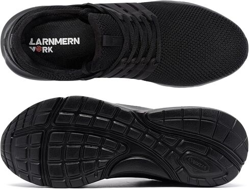 أحذية LARNMERN ذات المقدمة الفولاذية للرجال مقاومة للماء وواسعة للعمل، سهلة الارتداء وخفيفة الوزن وآمنة ومريحة (10.5 للرجال، أسود) in Kuwait