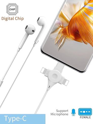 iPhone Headphone Adapter,[MFi Certified] 3 in 1 Lightning to 3.5mm Headphone Jack Aux Audio Adapter USB Type C Dongle for iPhone 15/15 Pro Max,for iPhone 14 13 12 11 XS XR 8 7 6,iPad,Galaxy in Kuwait