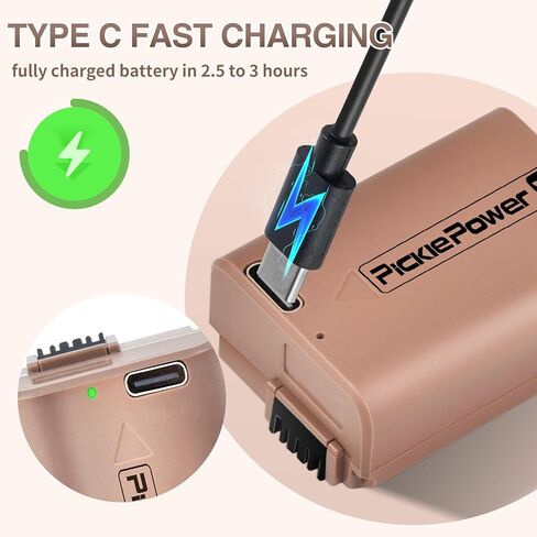 Pickle Power 2 Pack NP-FW50 Battery with Type-C Fast Charging for Sony A7S II, A7R II, ZV-E10, A7, A7S, A7R, A6500, A6400, A6300, A6000, A5100, A5000, RX10, NEX-3, NEX-5 in Saudi Arabia
