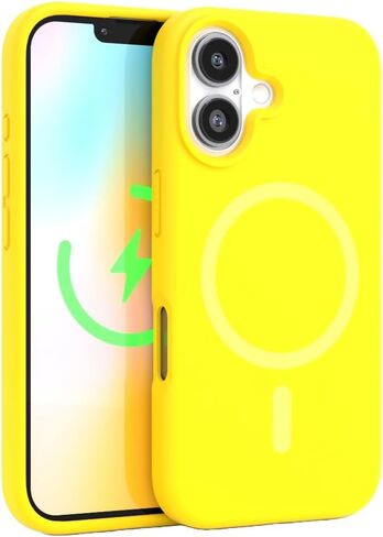 حافظة FELONY لهاتف iPhone 16، غطاء هاتف سيليكون برتقالي نيون أنيق، متوافق مع MagSafe - حافظات واقية مقاومة للصدمات بزاوية 360 درجة مصممة لهاتف Apple iPhone 16 in Kuwait