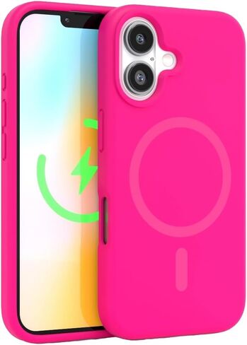 حافظة FELONY لهاتف iPhone 16، غطاء هاتف سيليكون برتقالي نيون أنيق، متوافق مع MagSafe - حافظات واقية مقاومة للصدمات بزاوية 360 درجة مصممة لهاتف Apple iPhone 16 in Kuwait