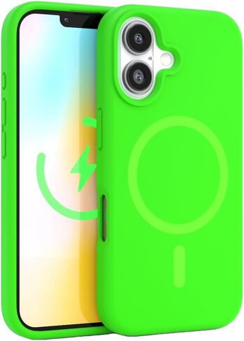 حافظة FELONY لهاتف iPhone 16، غطاء هاتف سيليكون برتقالي نيون أنيق، متوافق مع MagSafe - حافظات واقية مقاومة للصدمات بزاوية 360 درجة مصممة لهاتف Apple iPhone 16 in Kuwait