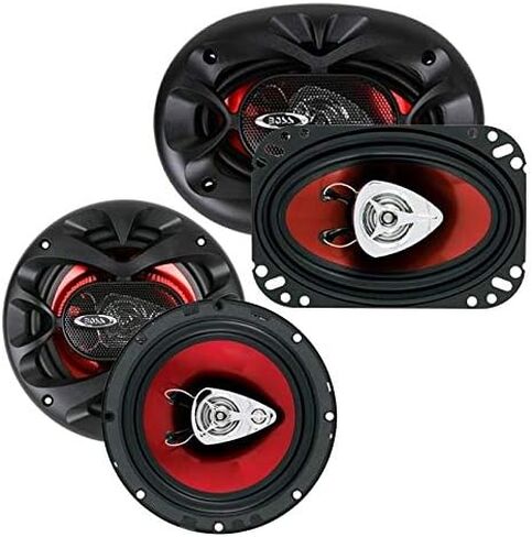 Boss CH6530 Chaos Exxtreme 6.5" 300W 3-Way Car Coaxial Audio Speakers and CH4630 4" x 6" 250W 3-Way Car Audio Coaxial Speakers Stereo Red 4 Ohm in Saudi Arabia