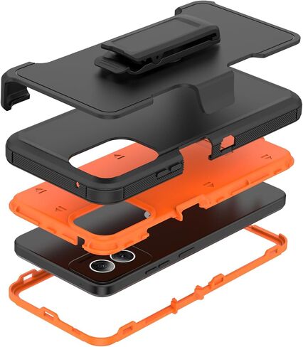 Rugged Phone Case for Moto G Power 5G 2024, with Belt Clip Holster & Kickstand Heavy Duty Shockproof Protective Full Body Case Cover for Moto G Power 2024 5G Phone (Orange) in Kuwait