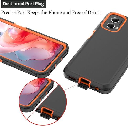 Rugged Phone Case for Moto G Power 5G 2024, with Belt Clip Holster & Kickstand Heavy Duty Shockproof Protective Full Body Case Cover for Moto G Power 2024 5G Phone (Orange) in Kuwait