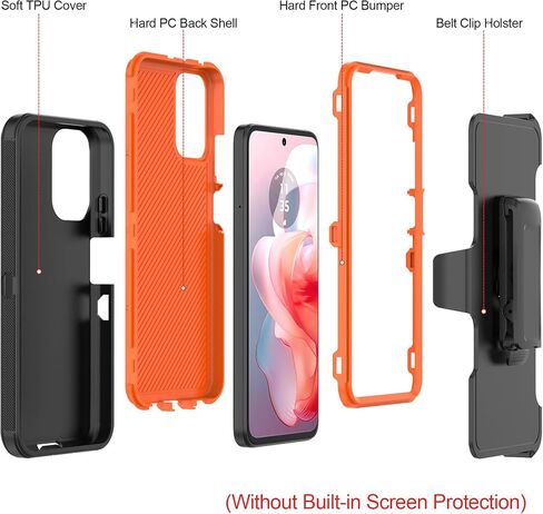 Rugged Phone Case for Moto G Power 5G 2024, with Belt Clip Holster & Kickstand Heavy Duty Shockproof Protective Full Body Case Cover for Moto G Power 2024 5G Phone (Orange) in Kuwait