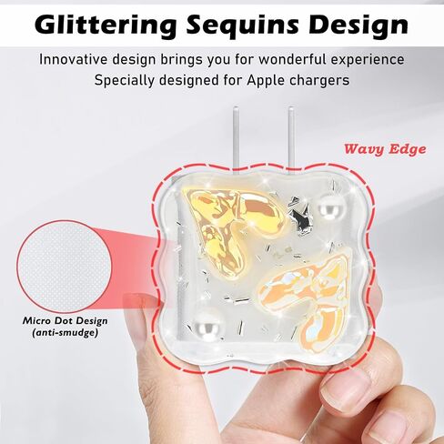 Cute Wave Cable Protector Compatible for iPhone Charger Adapter with Bling Pink Butterfly Laser Design,Data Line USB Cover Wire Cord Saver Lightning Cable Case for iPhone Charger in Saudi Arabia