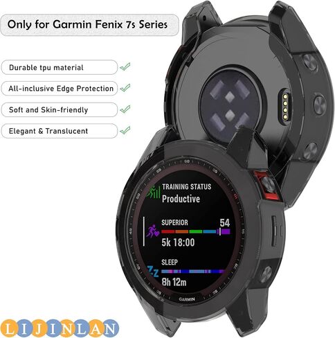 Case Cover for Garmin Fenix 7s/Fenix 7s Solar/Fenix 7s Sapphire Solar, Soft TPU Protective Case with Dust Plug Frame Bumper for for Fenix 7s Watch Accessory (3*Black) in Saudi Arabia