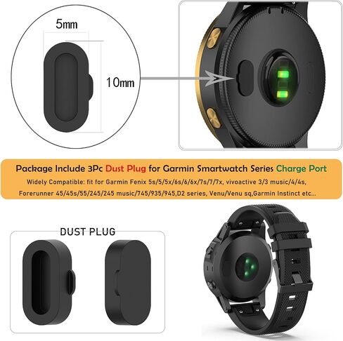 Case Cover for Garmin Fenix 7s/Fenix 7s Solar/Fenix 7s Sapphire Solar, Soft TPU Protective Case with Dust Plug Frame Bumper for for Fenix 7s Watch Accessory (3*Black) in Saudi Arabia