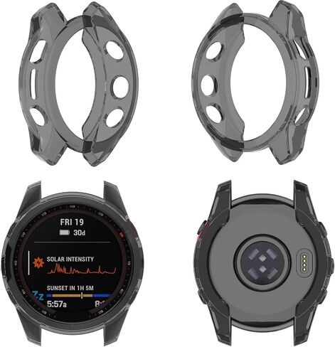 Case Cover for Garmin Fenix 7s/Fenix 7s Solar/Fenix 7s Sapphire Solar, Soft TPU Protective Case with Dust Plug Frame Bumper for for Fenix 7s Watch Accessory (3*Black) in Saudi Arabia