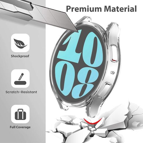 [2 Pack] Miimall Compatible for Samsung Galaxy Watch 6 Case, Ultra-Thin Shockproof TPU Bumper with Screen Protector Overall Protective Case Cover for Galaxy Watch 6 40mm Accessories (Crystal Clear) in Saudi Arabia