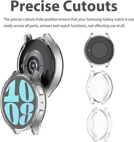 [2 Pack] Miimall Compatible for Samsung Galaxy Watch 6 Case, Ultra-Thin Shockproof TPU Bumper with Screen Protector Overall Protective Case Cover for Galaxy Watch 6 40mm Accessories (Crystal Clear) in Saudi Arabia