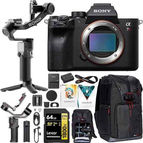 Sony a7R IV Full Frame Mirrorless Camera Body ILCE-7RM4A/B Filmmaker's Bundle Including DJI RS 3 Mini Gimbal Stabilizer Kit + Deco Gear Photography Backpack + 64GB High Speed Card & Software in Saudi Arabia