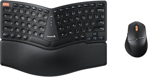 ProtoArc EKM04 مجموعة لوحة مفاتيح وماوس لاسلكية مريحة، لوحة مفاتيح مدمجة، ماوس لاسلكي قابل لإعادة الشحن مع 4 نقاط لكل بوصة قابلة للتعديل، تصميم منفصل، مسند للمعصم، مستقبل USB 2.4 جيجا هرتز، للنوافذ in Kuwait