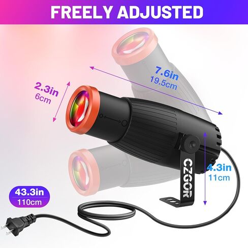 ضوء Pinspot، مصباح كرة ديسكو بتركيز يدوي Czgor، 18 وات RGBW 4 في 1 LED ضوء كرة ديسكو 16 لونًا مع جهاز تحكم عن بعد، إضاءة مسرح ساطعة لمرآة الكرة DJ Disco Party Club Bar Wedding in Saudi Arabia
