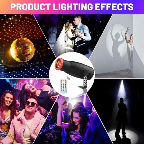 ضوء Pinspot، مصباح كرة ديسكو بتركيز يدوي Czgor، 18 وات RGBW 4 في 1 LED ضوء كرة ديسكو 16 لونًا مع جهاز تحكم عن بعد، إضاءة مسرح ساطعة لمرآة الكرة DJ Disco Party Club Bar Wedding in Saudi Arabia