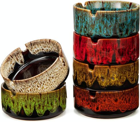 Ashtrays for Cigarettes, Portable Decorative Modern Ashtray for Home Office Indoor Outdoor Patio Use, Colored Ceramic Ashtrays Glossy, Fancy Cute Cool Ash Tray, Best Gift Idea.(Set of 3) in Saudi Arabia