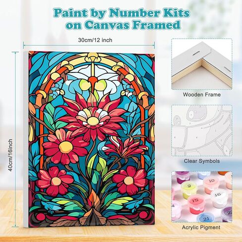 مجموعات الطلاء المؤطرة بالأرقام من MOGTAA للبالغين المبتدئين، طلاء المناظر الطبيعية حسب الرقم للبالغين على قماش مؤطر، مجموعات الطلاء الزيتي DIY المصنوعة يدويًا بإطار خشبي (12 × 16 بوصة) in Kuwait