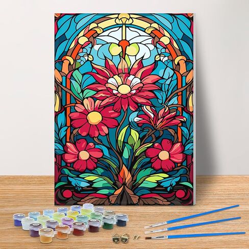 مجموعات الطلاء المؤطرة بالأرقام من MOGTAA للبالغين المبتدئين، طلاء المناظر الطبيعية حسب الرقم للبالغين على قماش مؤطر، مجموعات الطلاء الزيتي DIY المصنوعة يدويًا بإطار خشبي (12 × 16 بوصة) in Kuwait