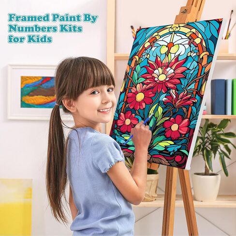 مجموعات الطلاء المؤطرة بالأرقام من MOGTAA للبالغين المبتدئين، طلاء المناظر الطبيعية حسب الرقم للبالغين على قماش مؤطر، مجموعات الطلاء الزيتي DIY المصنوعة يدويًا بإطار خشبي (12 × 16 بوصة) in Kuwait