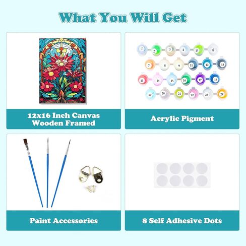 مجموعات الطلاء المؤطرة بالأرقام من MOGTAA للبالغين المبتدئين، طلاء المناظر الطبيعية حسب الرقم للبالغين على قماش مؤطر، مجموعات الطلاء الزيتي DIY المصنوعة يدويًا بإطار خشبي (12 × 16 بوصة) in Kuwait