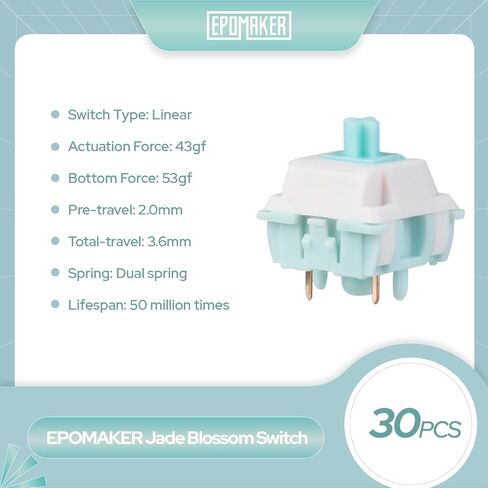 EPOMAKER Jade Blossom Mechanical Switch Set for Mechanical Keyboard, 30 Pieces 35gf Linear Switches, LY Stem & Full POM Housings, Pre-lubed, 5 Pin Switch in Saudi Arabia