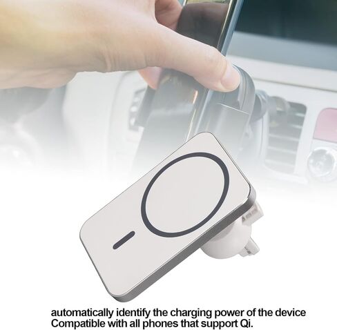 Car Charger,15W Fast Charging Auto Clamping Car Charger Phone Mount,Powerful Magnetic,Support Qc2.0/3.0,360° Rotation Stable Sturdy (White) in Saudi Arabia