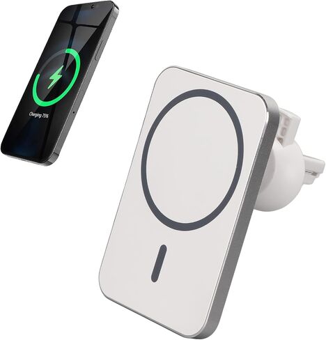 Car Charger,15W Fast Charging Auto Clamping Car Charger Phone Mount,Powerful Magnetic,Support Qc2.0/3.0,360° Rotation Stable Sturdy (White) in Saudi Arabia