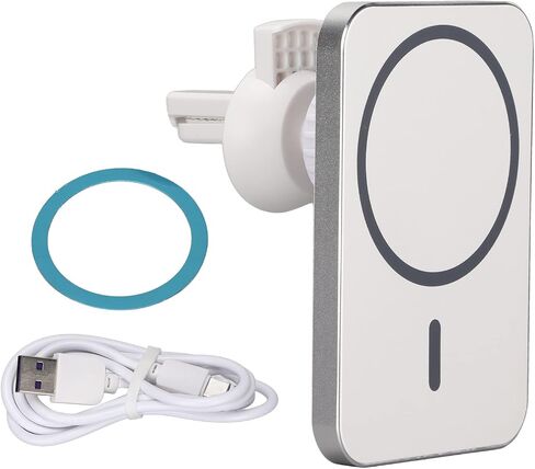 Car Charger,15W Fast Charging Auto Clamping Car Charger Phone Mount,Powerful Magnetic,Support Qc2.0/3.0,360° Rotation Stable Sturdy (White) in Saudi Arabia