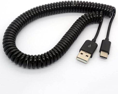 USB Type C Cable for Car, 90 Degree Coiled(9.8FT) Curly USB A to USB-C Fast Charger Cord Compatible Samsung Galaxy S10 S9 S8 Plus Note 9 8, Moto Z, LG5/G6/V20, USB C Devices in Saudi Arabia