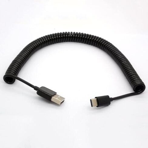 USB Type C Cable for Car, 90 Degree Coiled(9.8FT) Curly USB A to USB-C Fast Charger Cord Compatible Samsung Galaxy S10 S9 S8 Plus Note 9 8, Moto Z, LG5/G6/V20, USB C Devices in Saudi Arabia