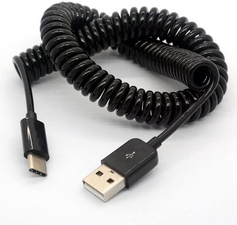 USB Type C Cable for Car, 90 Degree Coiled(9.8FT) Curly USB A to USB-C Fast Charger Cord Compatible Samsung Galaxy S10 S9 S8 Plus Note 9 8, Moto Z, LG5/G6/V20, USB C Devices in Saudi Arabia