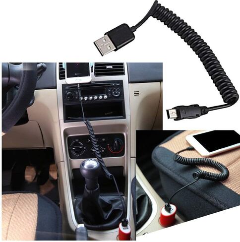 USB Type C Cable for Car, 90 Degree Coiled(9.8FT) Curly USB A to USB-C Fast Charger Cord Compatible Samsung Galaxy S10 S9 S8 Plus Note 9 8, Moto Z, LG5/G6/V20, USB C Devices in Saudi Arabia
