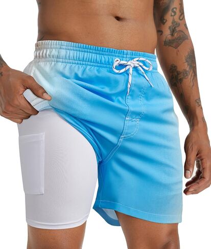 APTRO Men's Quick Dry 2 in 1 Swim Trunks with Compression Liner Swimsuit Swim Shorts Bathing Suits#343 2XL in Saudi Arabia