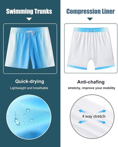 APTRO Men's Quick Dry 2 in 1 Swim Trunks with Compression Liner Swimsuit Swim Shorts Bathing Suits#343 2XL in Saudi Arabia