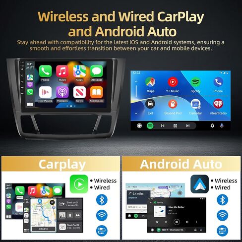 EKAT Android Car Stereo for BMW 1 Series E88 E82 E81 E87 2008-2012 - 2+64G مدمج Carplay لاسلكي وAndroid Auto - راديو بشاشة تعمل باللمس 9 بوصة مع WiFi وGPS وEQ وSWC + AHD كاميرا احتياطية وميكروفون in Saudi Arabia