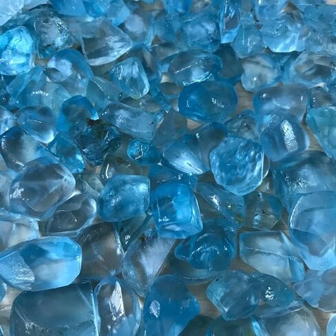 10 Carats, 2 Piece AURA GEMS Sky Blue Topaz Raw Gemstone, Natural Topaz Rough For Jewelry Making, November Birthstone, Healing Yoga Crystals, Christmas Gift 8 mm To 14 mm in Saudi Arabia