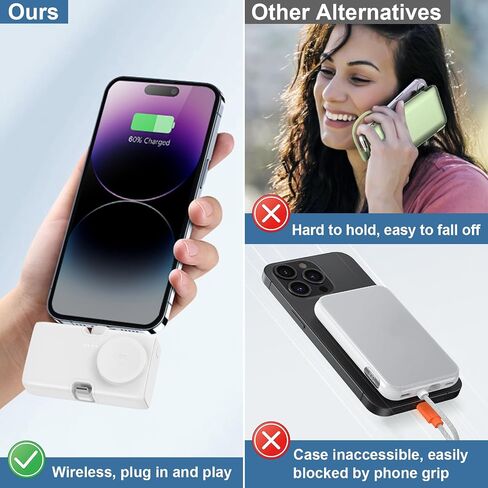 شاحن هاتف محمول صغير لهاتف iPhone شحن سريع 5000 مللي أمبير في الساعة بطارية صغيرة قابلة للتوصيل ببنك الطاقة مع موصل IOS وموصل من النوع C متوافق مع Apple Watch وiPhone 15/14/13/12/11/SE وجهاز Android in Saudi Arabia