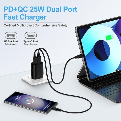 25 واط شحن سريع للغاية كتلة USB C محول الطاقة نوع C قابس حائط لساعة Samsung Galaxy Watch 7 6/Watch Ultra FE/A35/Z Flip6/A15/A54/S24/S23، Motorola Edge 5G UW،G Stylus 5G 2024،G Power، آيفون 15، بكسل 8 in Saudi Arabia
